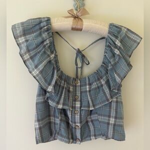 Dress Forum LA (Apricot Lane) Plaid Ruffle Crop Top 
Size: Medium 
NWT